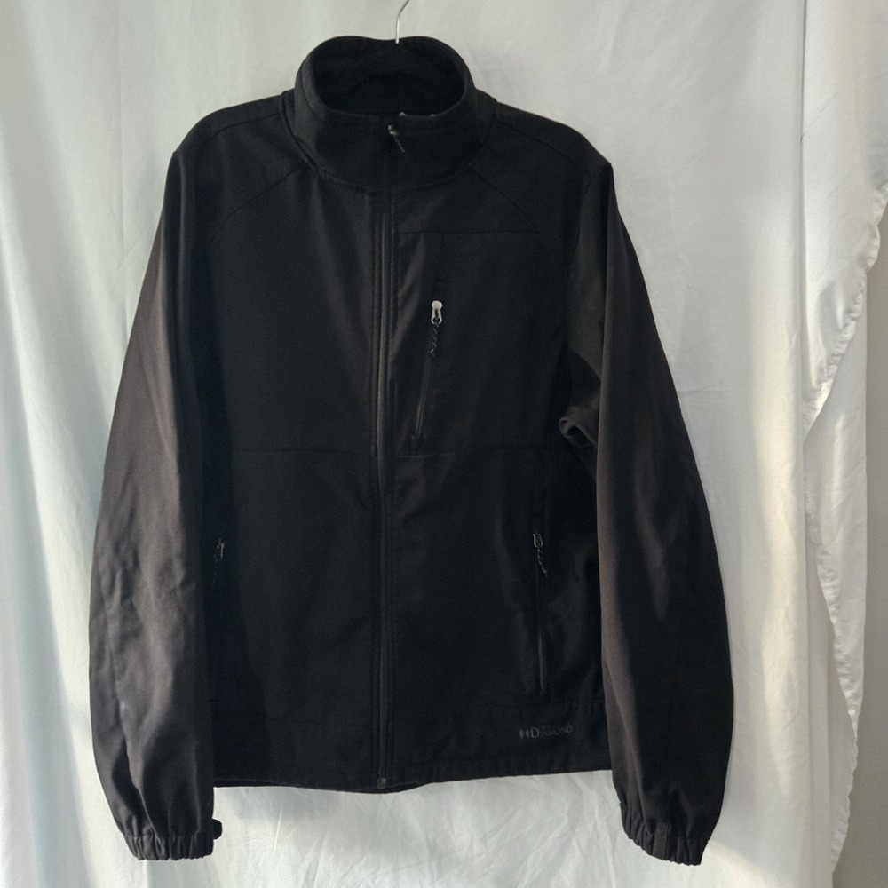 Black Diamond Jacket Double Diamond Men's XL Softshell Full Zip Fleece Lined‎
